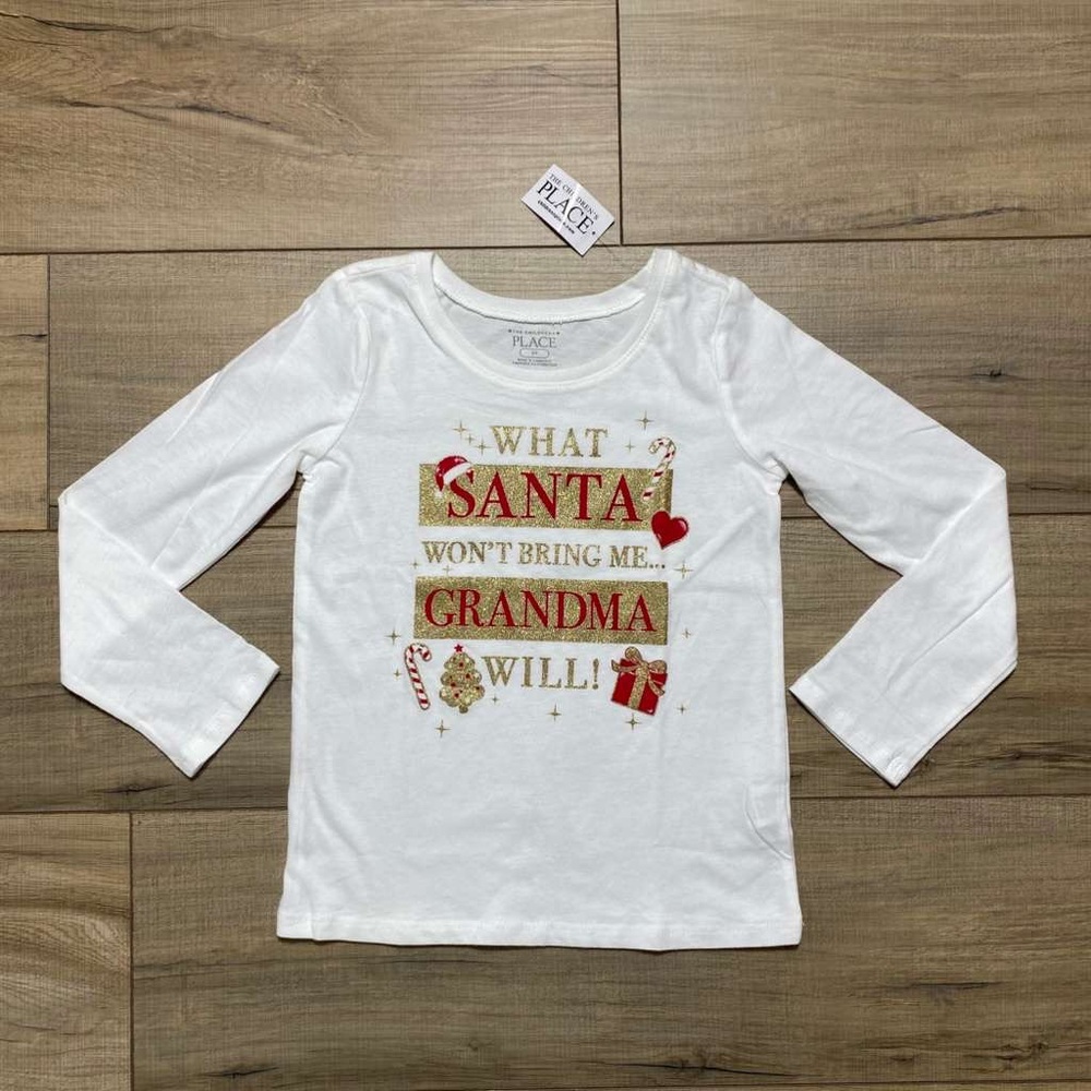 The Childrens Place Girls Christmas What Santa Won’t Bring Grandma Will‎ Tee 5T